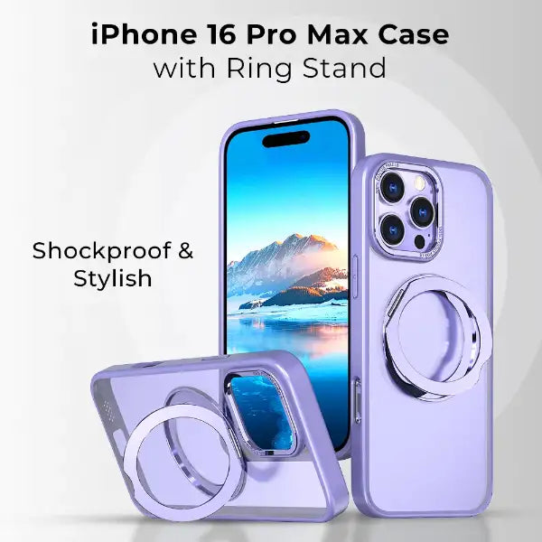 Glassology 360 Rotate Ring Stand Magsafe Case for Apple iPhone 16Pro Max Purple