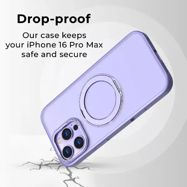 Glassology 360 Rotate Ring Stand Magsafe Case for Apple iPhone 16Pro Max Purple