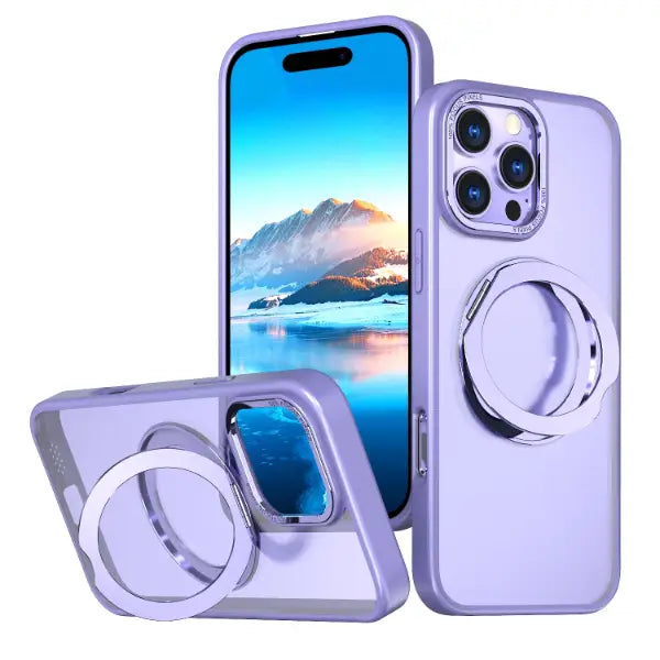 Glassology iPhone 16 Pro Max MagSafe Case with 360° Ring Stand (Purple)