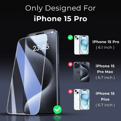 iPhone 15 Pro Premium Clear Screen Protector 9H Tempered - GLASSOLOGY