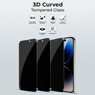 iPhone 16 3Pack Privacy Tempered Glass with Installer Frame - GLASSOLOGY