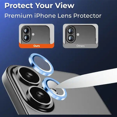 iPhone 16 Plus Scratch Protection Camera Lens Guard (Blue) - GLASSOLOGY