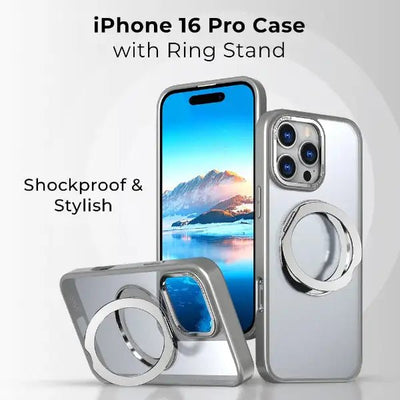 iPhone 16 Pro 360° Rotate Ring Stand MagSafe Case (Grey) - GLASSOLOGY