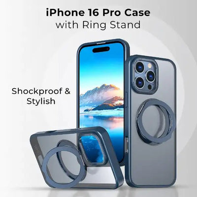 iPhone 16 Pro MagSafe Case Cover with 360° Ring Stand - GLASSOLOGY