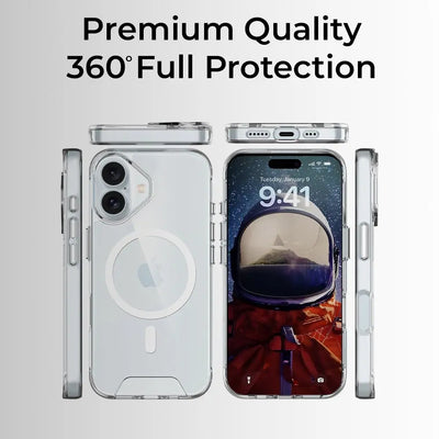 Phone case with 360° full protection feature on a gray background