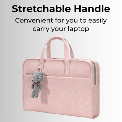 Laptop Bag 13 - 14" Inch Laptops Faux Leather - Pink - GLASSOLOGY