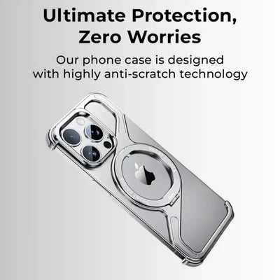 Titanium Z-Frame Case with 360° Ring Stand- Silver - GLASSOLOGY
