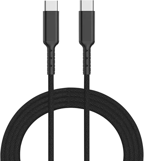 Black USB-C cable on a white background
