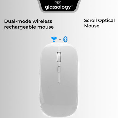 Key Scroll Bluetooth 5 & USB 2.4G Wireless Mouse(White)