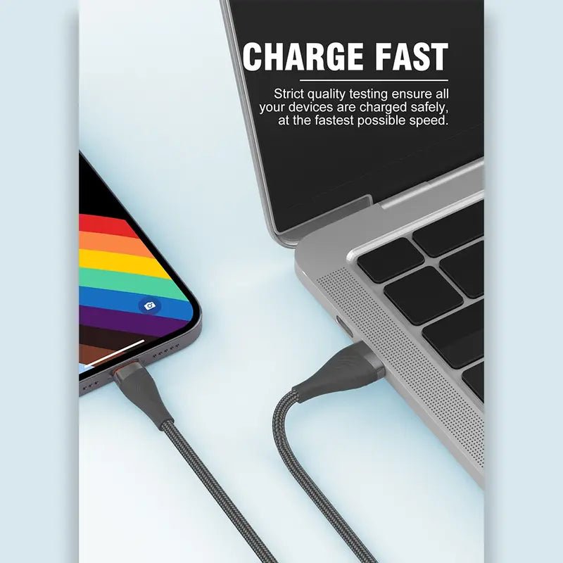 1 Meter 30W USB to Lightning Braided Charging Cable - GLASSOLOGY