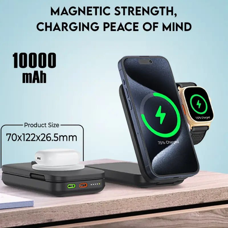 10000mAh MagSafe 3 - in - 1 Powerbank UAE | 15W Wireless - GLASSOLOGY