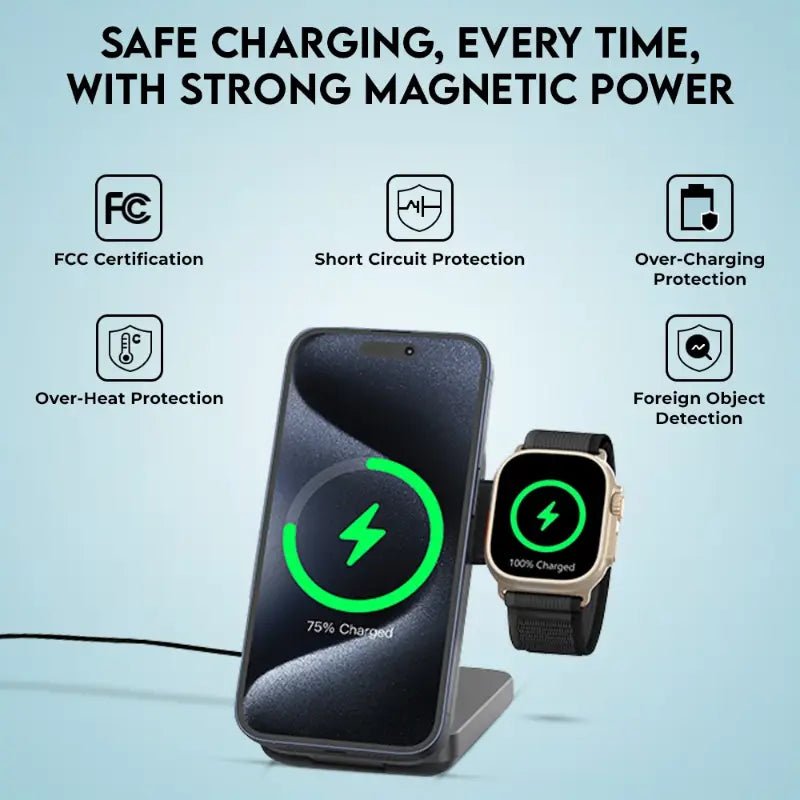 10000mAh MagSafe 3 - in - 1 Powerbank UAE | 15W Wireless - GLASSOLOGY