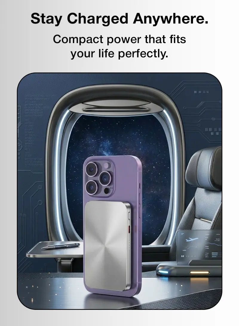 10000mah Magsafe Mini Powerbank - (Silver) - GLASSOLOGY