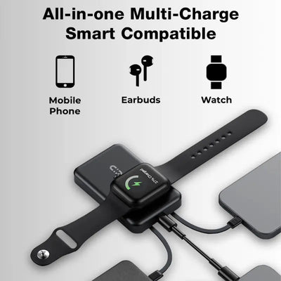 10000mAh MagSafe Power Bank for iPhone | Built-in Stand & Cable - Black - GLASSOLOGY