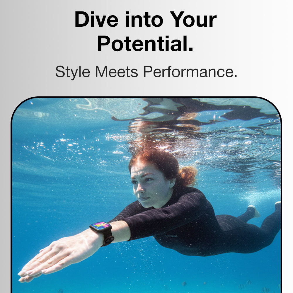 Glassology Charome T9 HD Smart Watch (Black) – 2.1" Display, Bluetooth Calling, NFC, Wireless Charging, IP68 Waterproof, 7–9 Day Battery Life