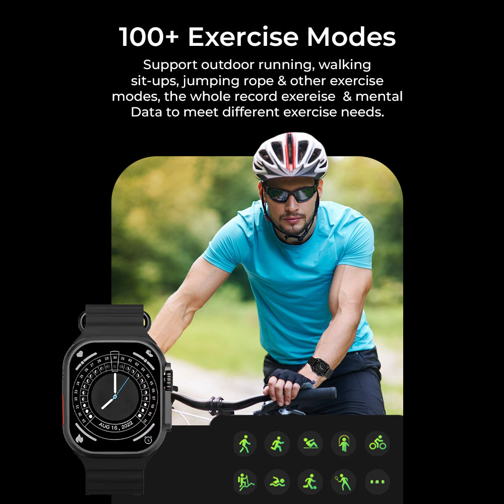 Glassology Charome T8s Ultra Max HD Smart Watch (Black) – Bluetooth Calling, Fitness Tracking, Dual Straps, Heart Rate & SpO₂ Monitor, Android & iOS Compatible