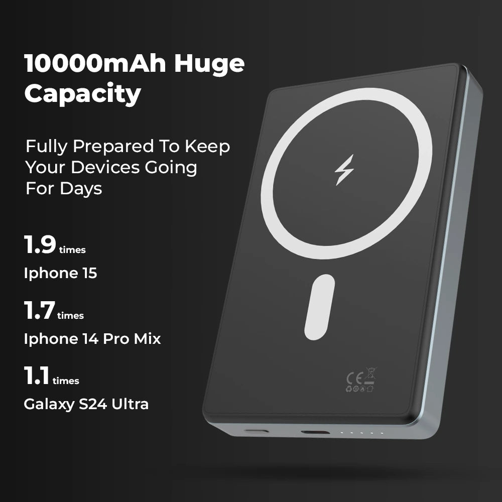 15W MagSafe Wireless Power Bank 10000mAh – Fast Charging Por - GLASSOLOGY