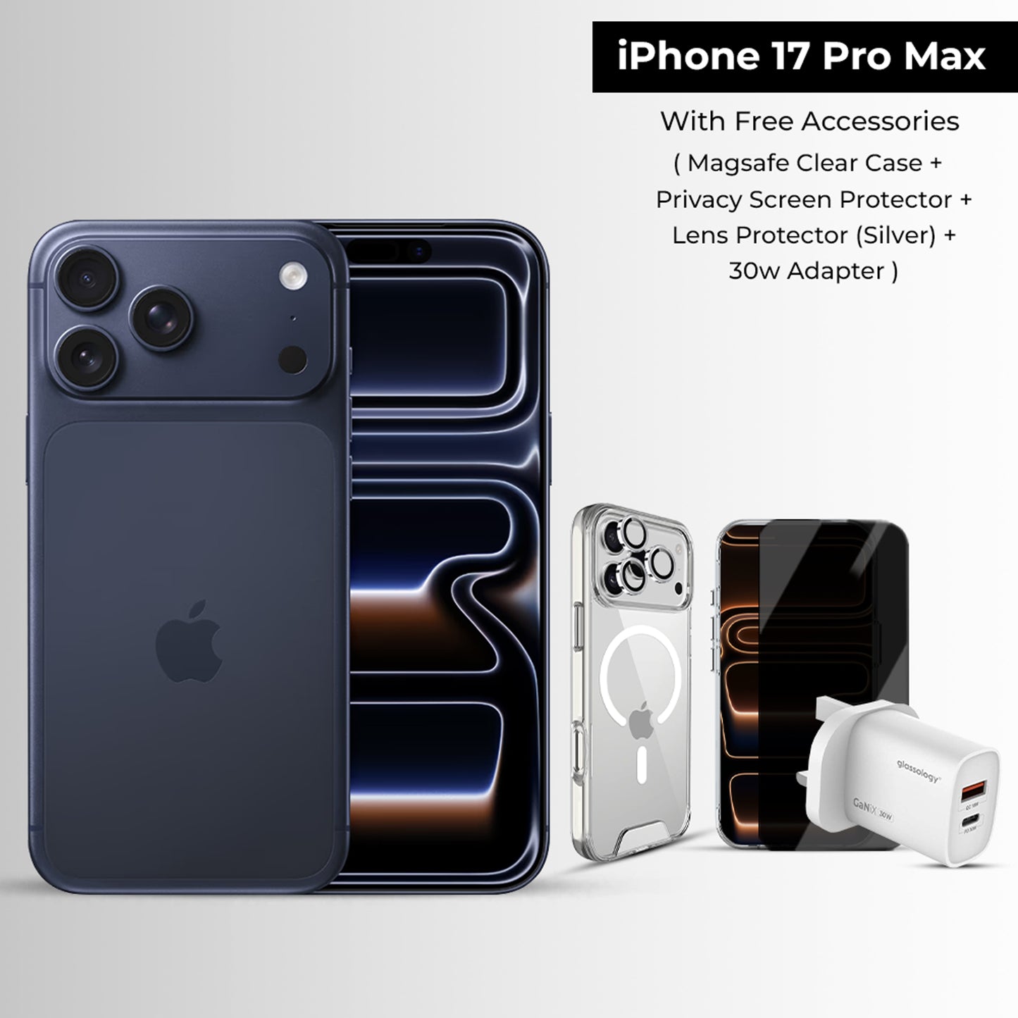 Apple iPhone 17 Pro Max 256GB Deep Blue -5G Middle East Version with Free 4-in-1 Accessories Bundle | eSIM Supported