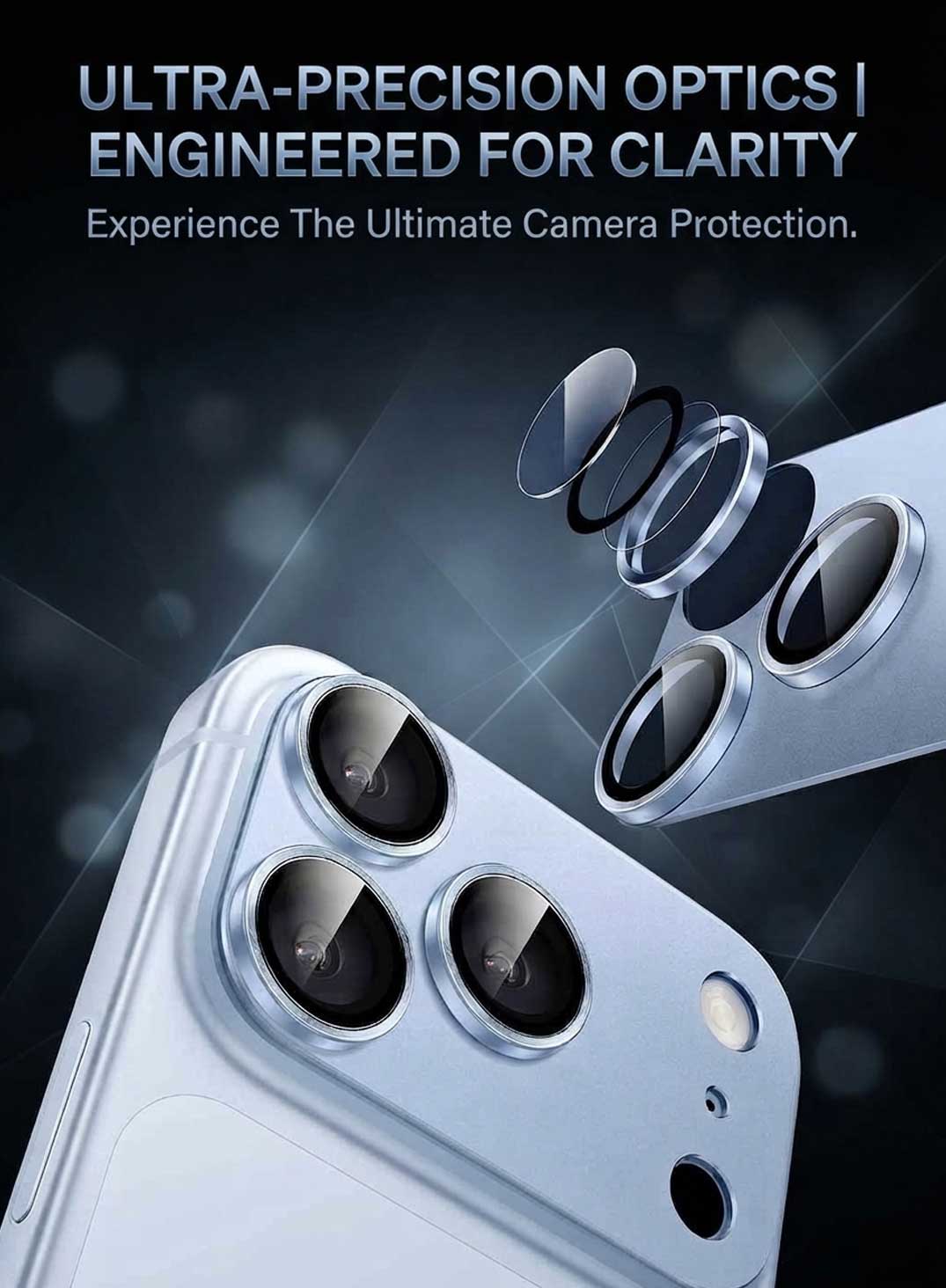 Glassology Camera Lens Protector for iPhone 18 Pro / Pro Max, Sky Blue Camera Lens Cover, Anti-Scratch Protective Guard for Rear Camera