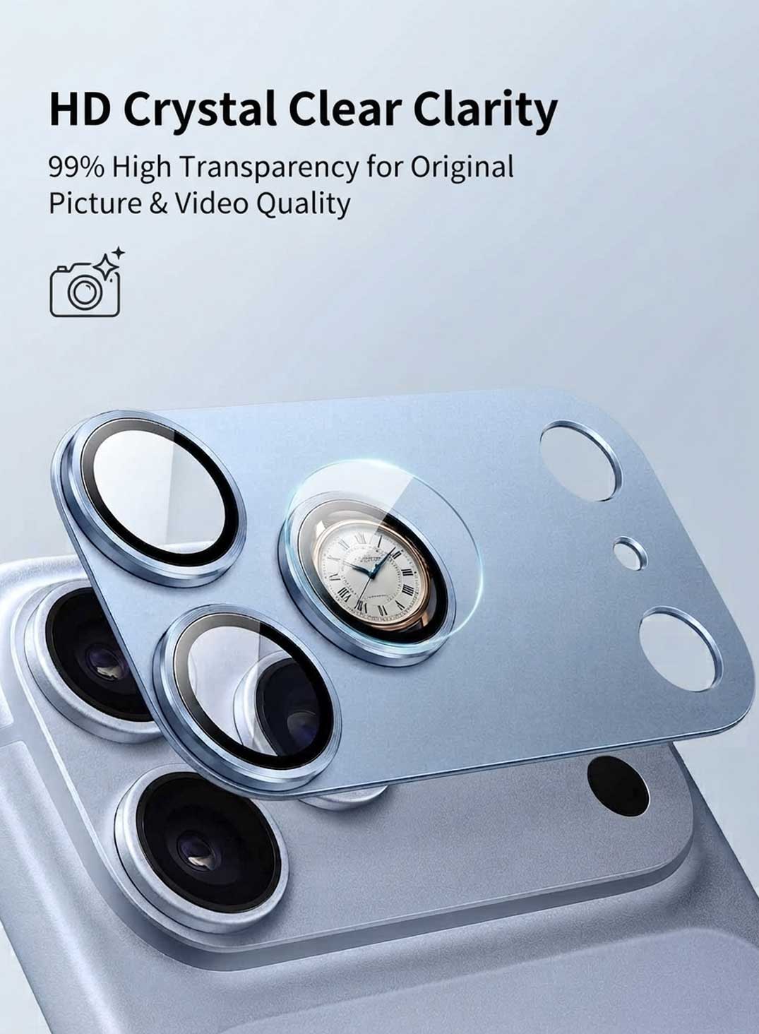 Glassology Camera Lens Protector for iPhone 18 Pro / Pro Max, Sky Blue Camera Lens Cover, Anti-Scratch Protective Guard for Rear Camera