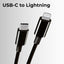 USB C to Lightening cable 2M 3A high current fast charging Pure Copper & PVC & nylon braid 480Mbps transfer speed (Black)