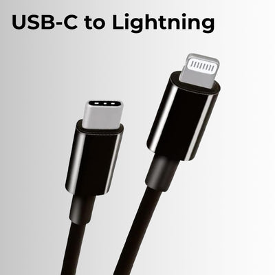 USB C to Lightening cable 2M 3A high current fast charging Pure Copper & PVC & nylon braid 480Mbps transfer speed (Black)