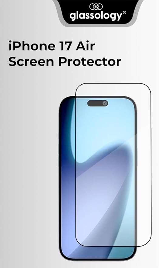 Glassology iPhone 17 Air screen protector on a white background
