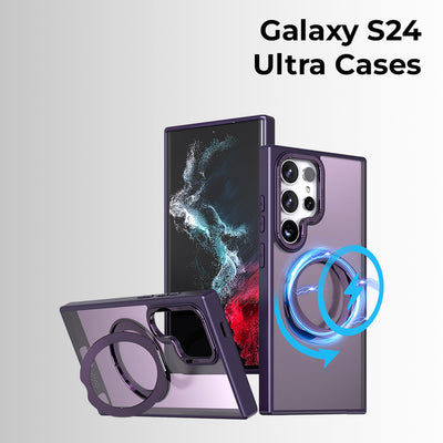Glassology Samsung Galaxy S24 Ultra MagSafe Purple Case  360° Rotate Ring Stand