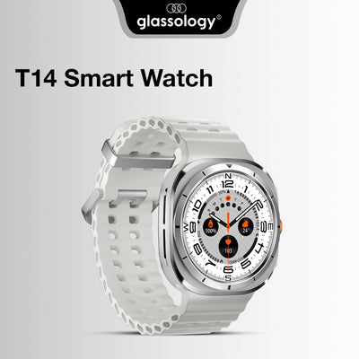 Glassology Charome T14 Ultra Smartwatch – Silver Edition | GPS, Bluetooth, Health Monitoring, Fitness Tracking, Long Battery Life, Water Resistant