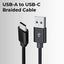 USB A to C cable 1.2 Meter 3A high current fast charging Pure Copper PVC & nylon braid 480Mbps transfer speed (Black)