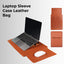 Glassology 3-in-1 Laptop Sleeve Case Brown Waterproof PU Leather with Foldable Stand & Wrist Rest