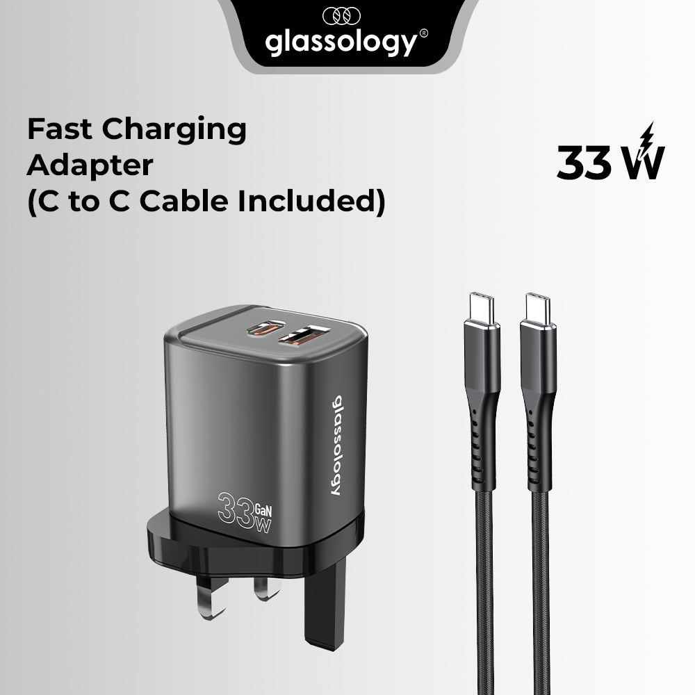 33W Dual-Port Fast Charger (C + A) with USB-C Cable