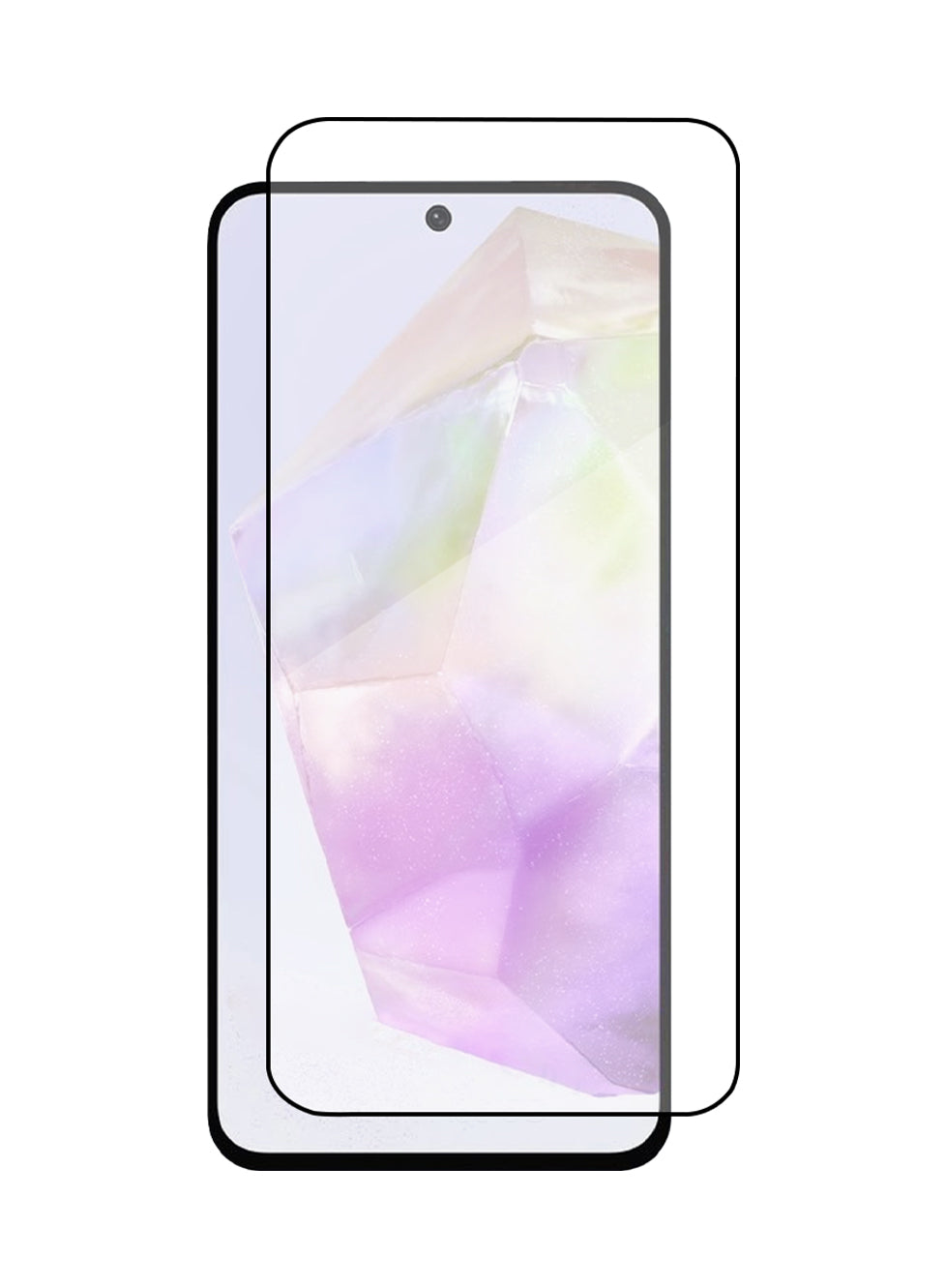 Smartphone with a transparent screen protector on a white background
