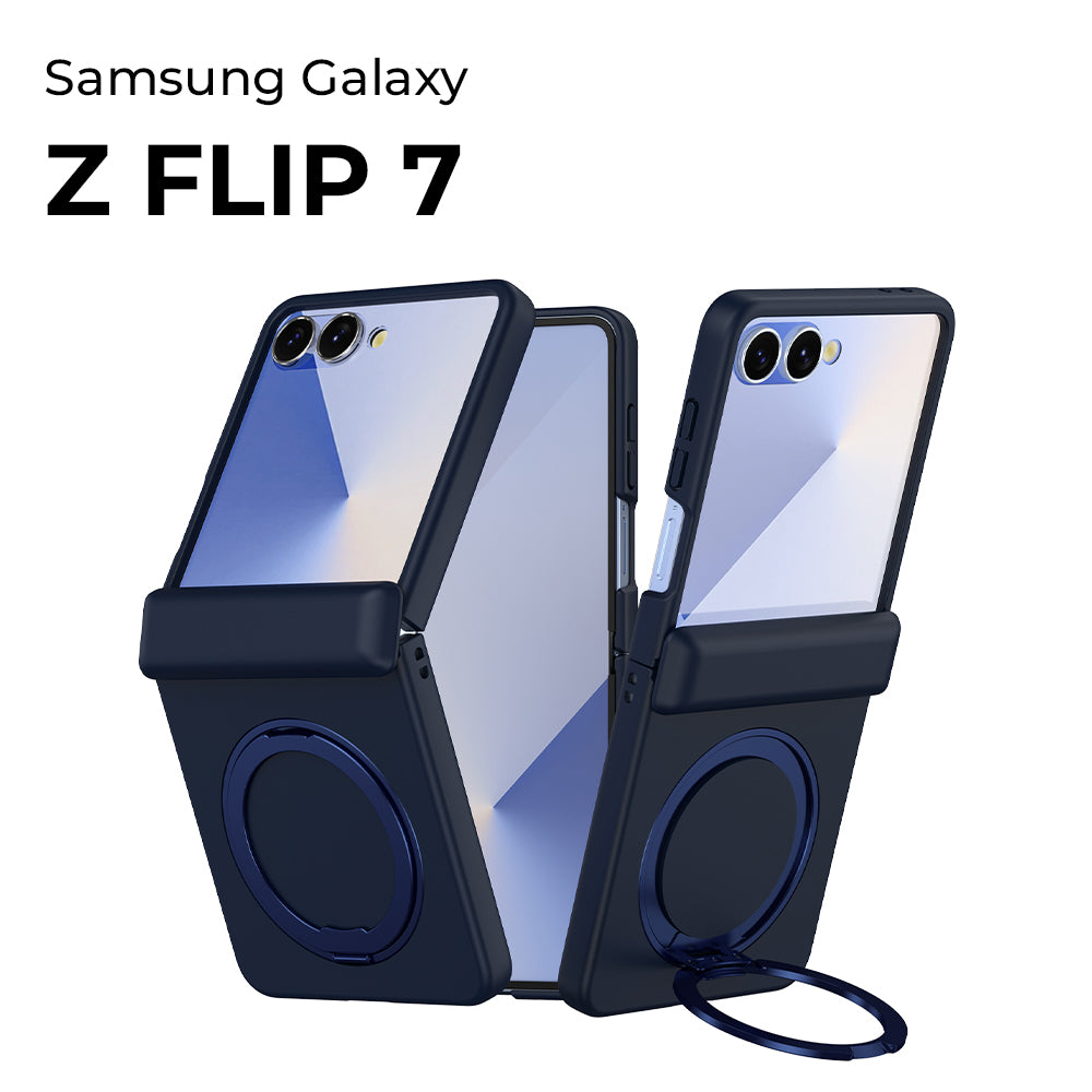 Glassology Samsung Galaxy Z Flip7 360° Rotating MagSafe Ring Stand Blue Case