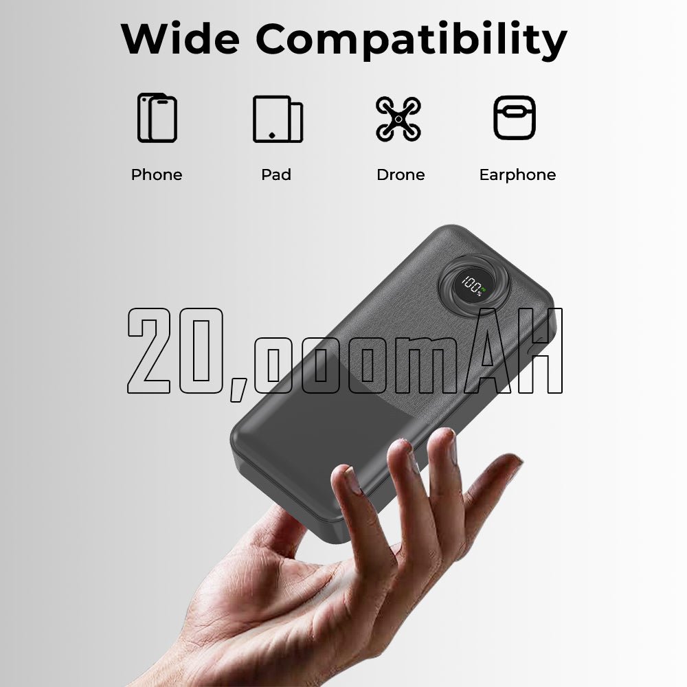 20000mAh Power Bank (Black) - GLASSOLOGY