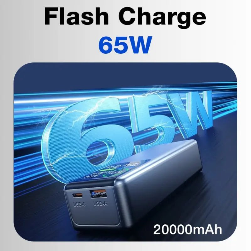 20000mAh Powerbank PD100W+22.5W Type-C - USB Fast - GLASSOLOGY