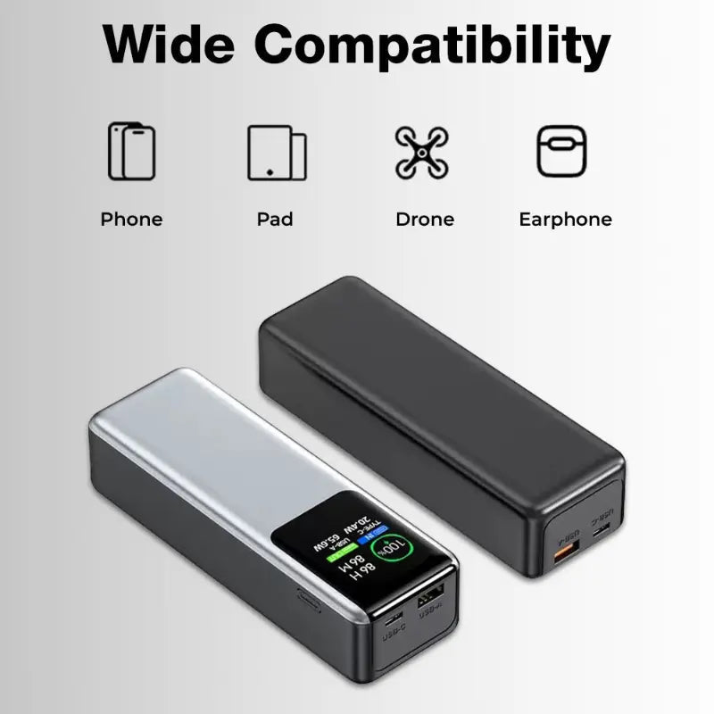 20000mAh Powerbank PD100W+22.5W Type-C - USB Fast - GLASSOLOGY