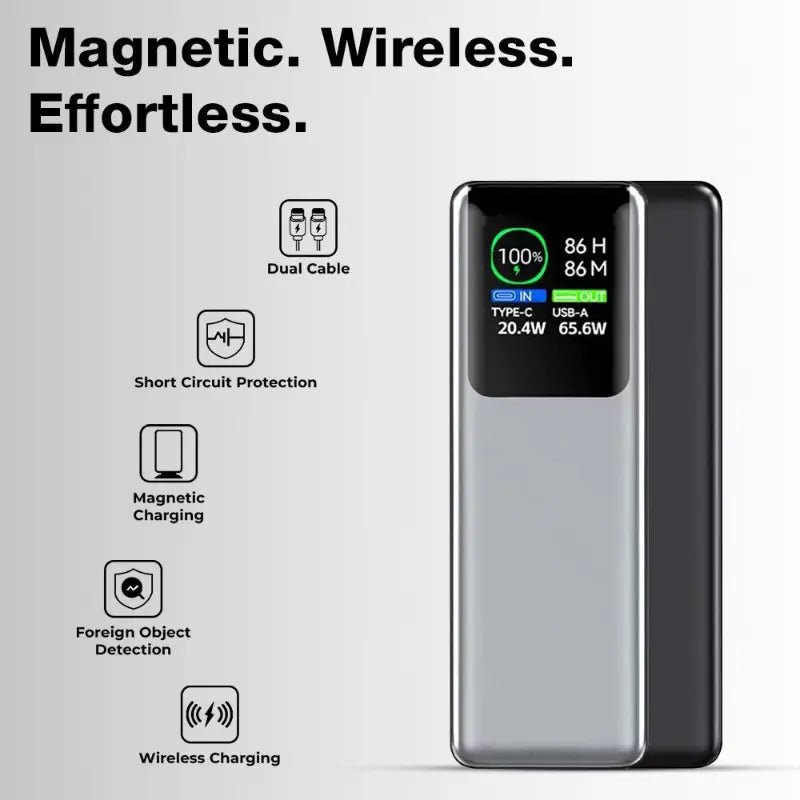 20000mAh Powerbank PD100W+22.5W Type-C - USB Fast - GLASSOLOGY