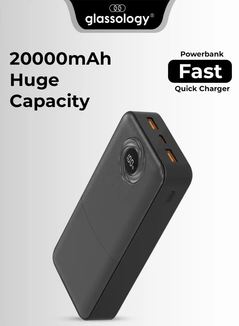 20000mAh Powerbank PD20W+22.5 Fast (black) - GLASSOLOGY