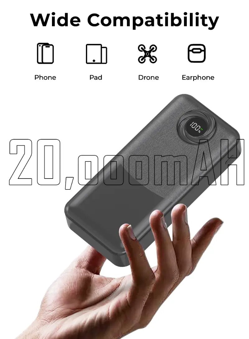 20000mAh Powerbank PD20W+22.5 Fast (black) - GLASSOLOGY