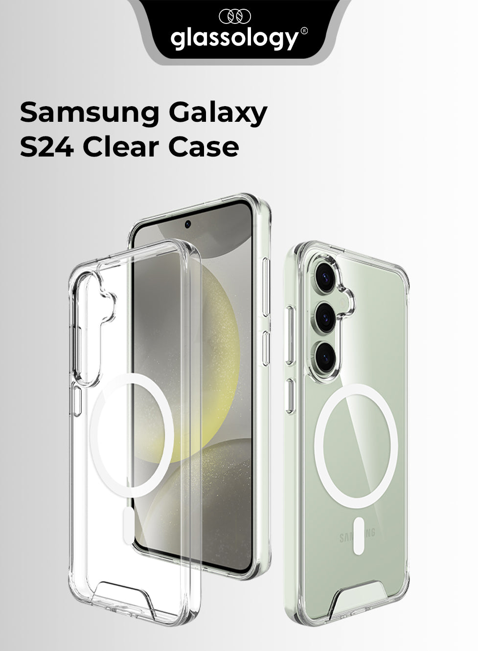 Glassology MagSafe clear case with screen protector for Samsung Galaxy S24