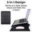 Glassology 3-in-1 Laptop Sleeve Case Black Waterproof PU Leather with Foldable Stand & Wrist Rest