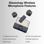 Glassology SX21 – Dual Wireless Lavalier Microphone Set with Charging Case | Noise Cancellation | 20m Range | iPhone & Android Compatible