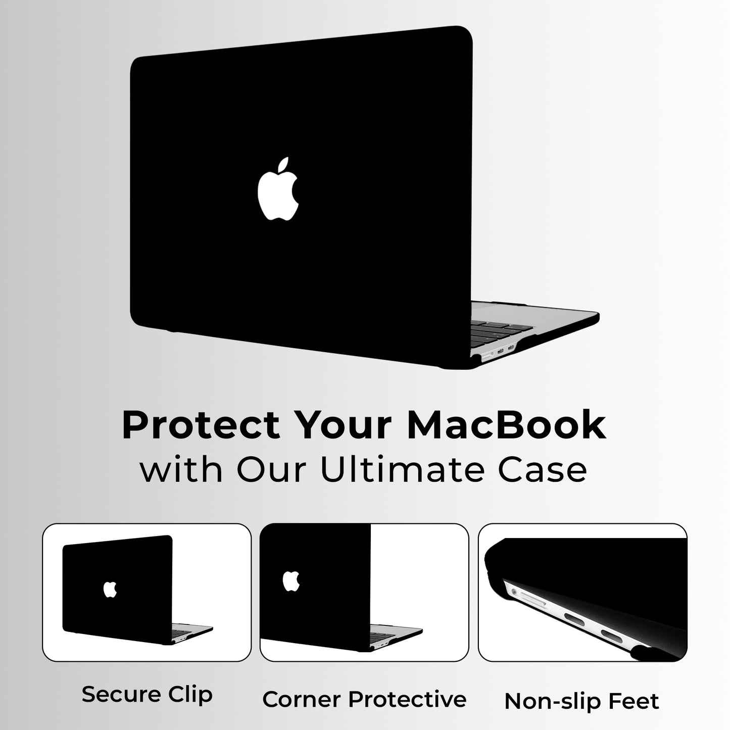 Defense Shield Case for MacBook Air 13.6" (2025) – Black Shockproof Scratch Resistant Precision Fit Premium Matte Finish