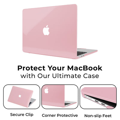 Glassology MacBook Air 13.3 (2020) Hard Shell Case Solid Pink Slim, Durable & Scratch-Resistant