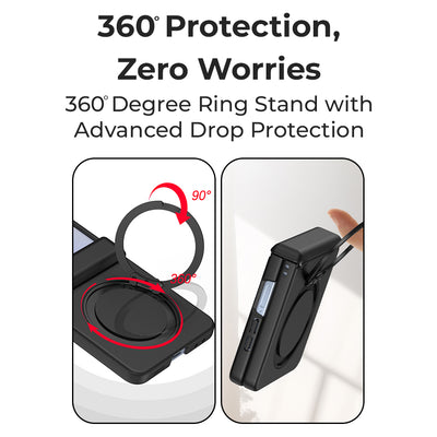 Samsung Galaxy Z Flip7 360° Rotating MagSafe Ring Stand Black Case