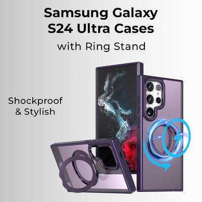 Glassology Samsung Galaxy S24 Ultra MagSafe Purple Case  360° Rotate Ring Stand