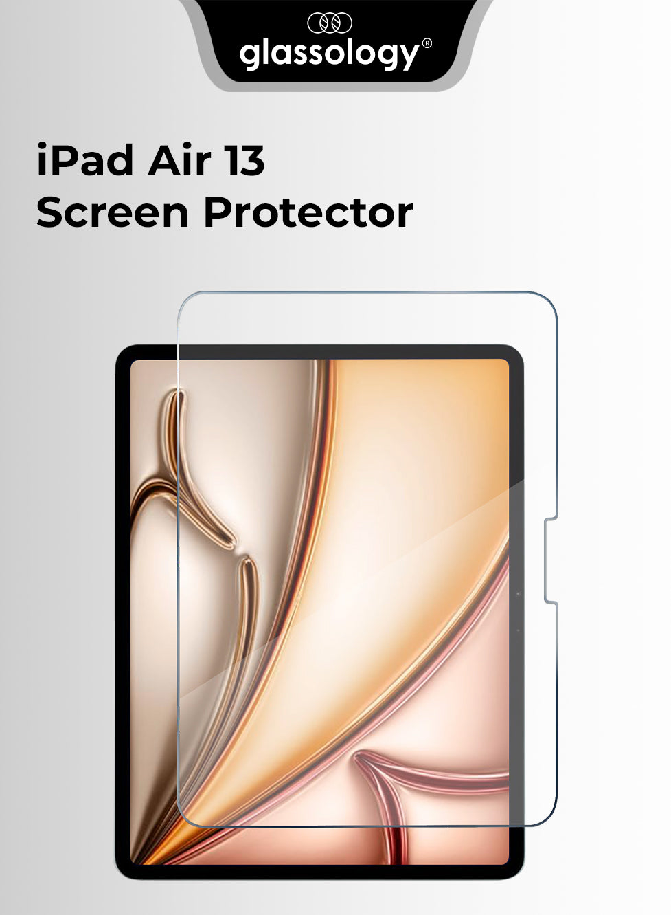 Glassology iPad Air 13 screen protector packaging on a white background