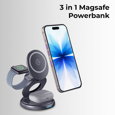 Glassology 3 in 1 MagSafe 15W 360 Degree Foldable Wireless Charger