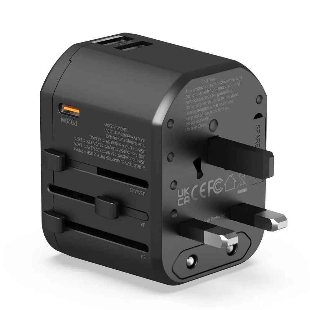 3 Port Multi Socket 20W Universal Fast Charging Adapter - GLASSOLOGY